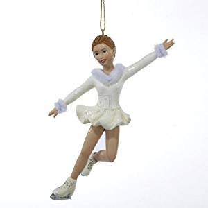 die cut embossed Shackman ice skaters Vintage Christmas ornaments ice skating ornaments